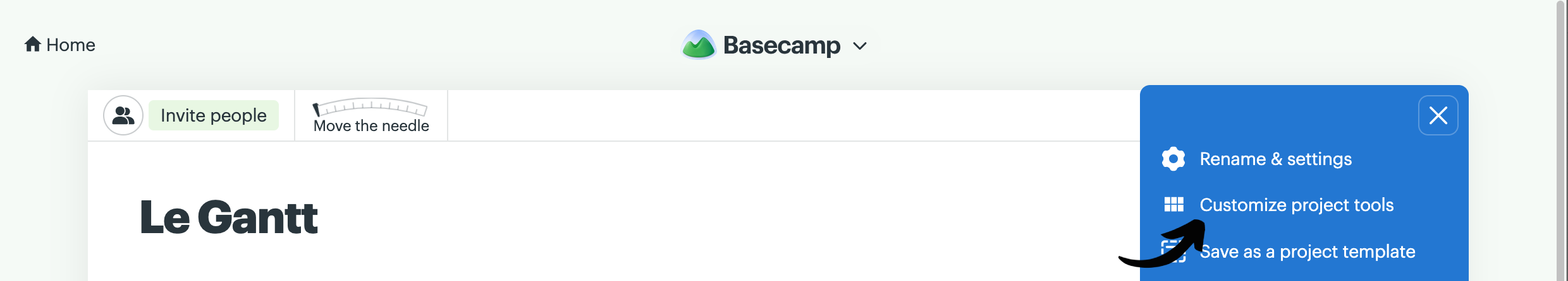 Choose “Customize project tools”