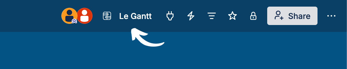 The Le Gantt button in the Trello board's top menu bar